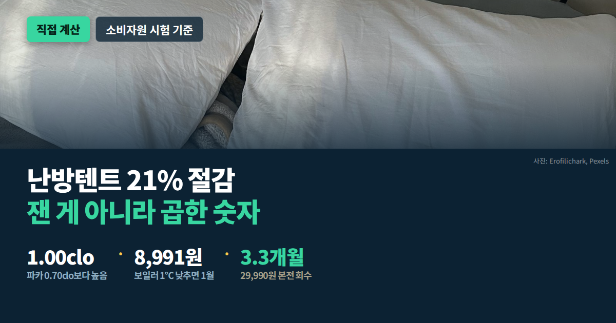 난방텐트 효과 21% 절감 환산값 직접 계산