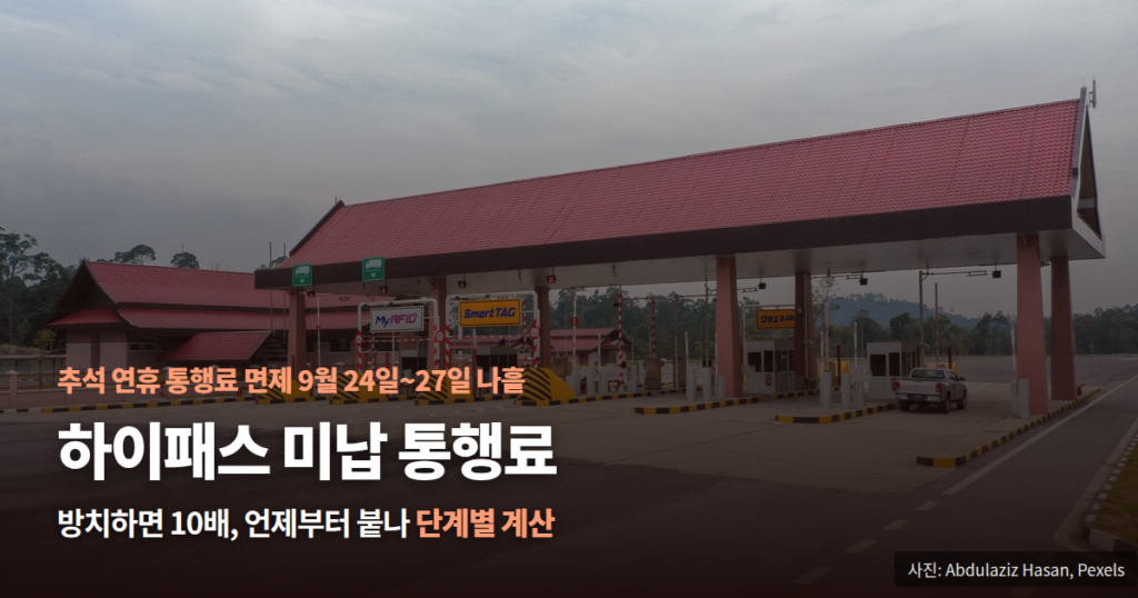 하이패스 미납 통행료 부가통행료 10배 단계별 계산