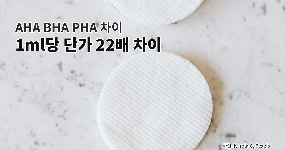 AHA BHA PHA 차이와 1ml당 단가 비교