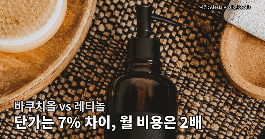 바쿠치올 레티놀 차이 전성분과 한 달 비용 비교