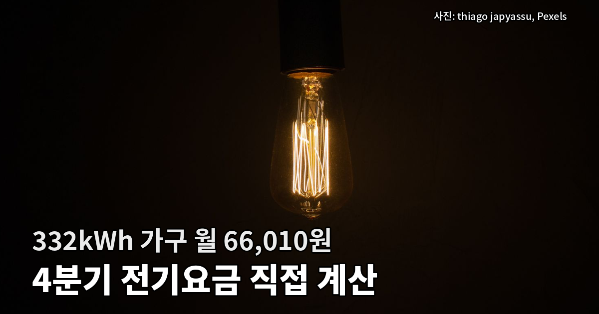 4분기 전기요금 연료비조정단가 5원 동결과 332kWh 가구 청구액