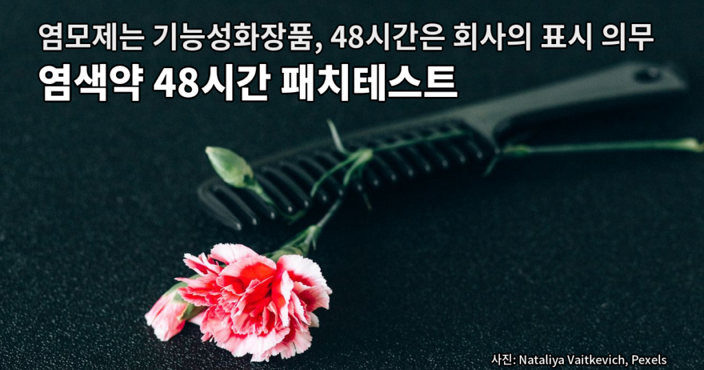 검은 질감의 천 위에 검은색 빗 한 개가 놓여 있고, 그 위를 가로질러 분홍색 카네이션 줄기가 지나가며 활짝 핀 꽃송이와 봉오리가 함께 보이는 사진