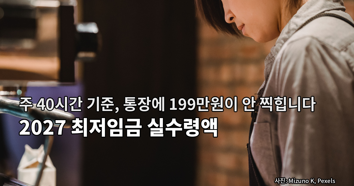 2027 최저임금 주 40시간 기준 실수령액, 통장에 199만원이 안 찍히는 이유