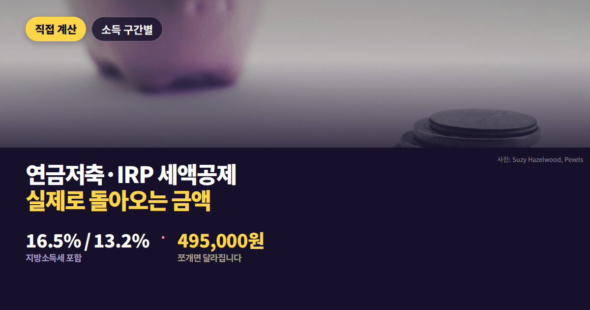 연금저축·IRP 세액공제의 납입 한도·결정세액·12월 31일 세 가지 천장을 대비한 대표 이미지