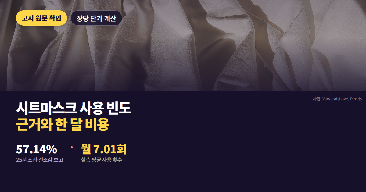 붙이는 시간 10~20분은 고시에 있고 1일 1팩은 규정이 없다는 대비를 보여주는 대표 이미지
